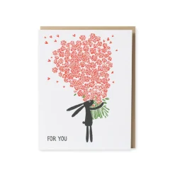 For You Flowers Bunny Greeting Card