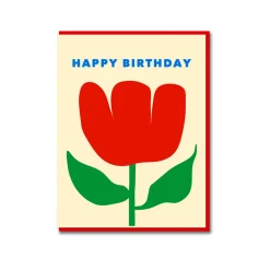 Red Tulip Birthday Greeting Card