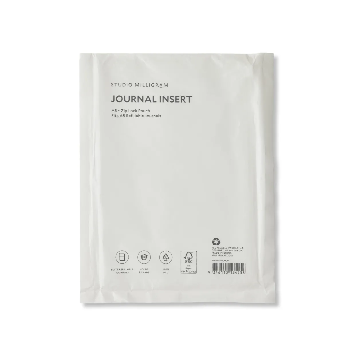 Refillable Journal Plastic Sleeve Insert A5
