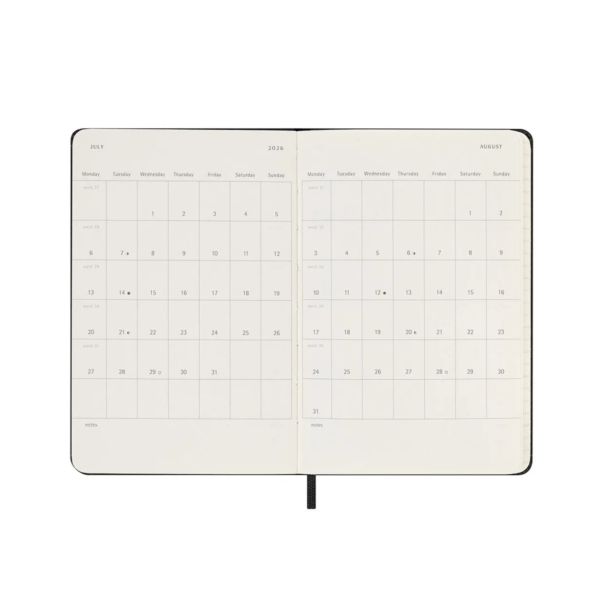 2026 Weekly Horizontal Hard Cover Diary Pocket