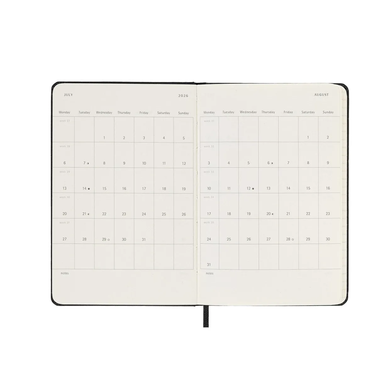2026 Weekly Notebook Diary Hard Cover Pocket
