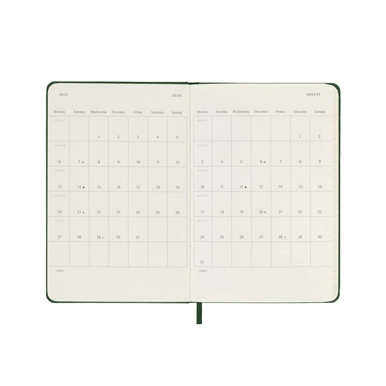 2026 Weekly Notebook Diary Hard Cover Pocket