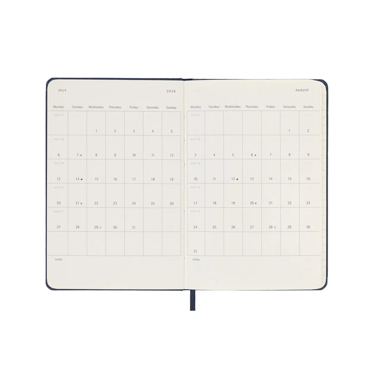 2026 Weekly Notebook Diary Hard Cover Pocket